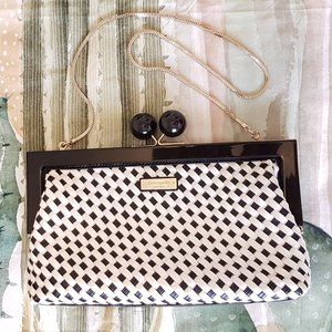 *SOLD* Rare Black & White Weave Patent Leather Clutch
